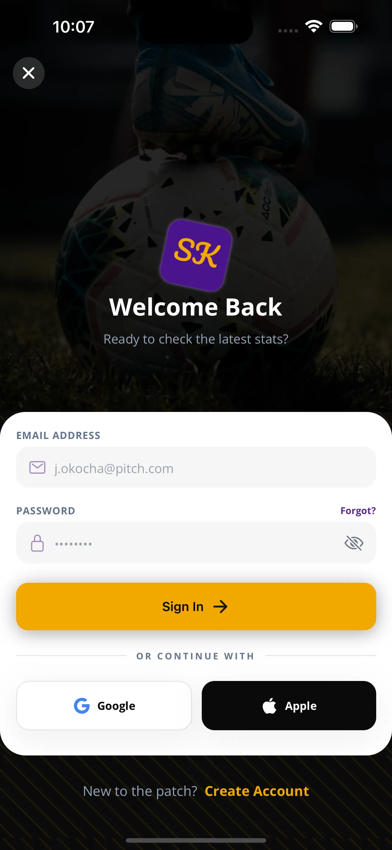 Sportykore home: matches, live tab, and league listings.
